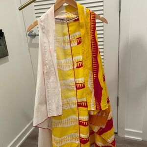Vibrant Yellow and Red Patterned Top